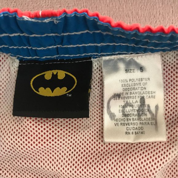 DC Comics Batman Swim Trunks Boys Youth size 5 Red‎ Licensed art Polyester - Picture 4 of 7